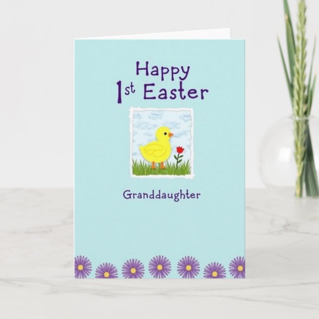 Pale Blue Easter Granddaughter Card Kort (Framsida)