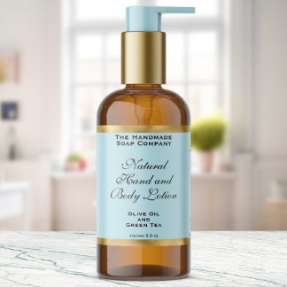 Pale Blue & Gold Foil Kosmetikflasketikett Rektangulärt Klistermärke