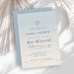 Pale Blue Gold Linings Bar Mitzvah Inbjudningar<br><div class="desc">Denna chic och moderna Bar Mitzvah-inbjudan har en bakgrund med blekblå och krämfärgad gradient och falska guldkanter. Anpassa den efter dina behov. Du hittar matchande produkter i min butik.</div>