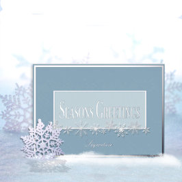 Pale Blue & Sky Snowflake Foil Holiday Card