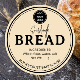 Pale Brown Bakery Sourdough Bread Label Sticker Runt Klistermärke