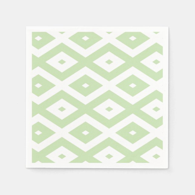Pale green and white diamond pattern pappersservett (Framsidan)