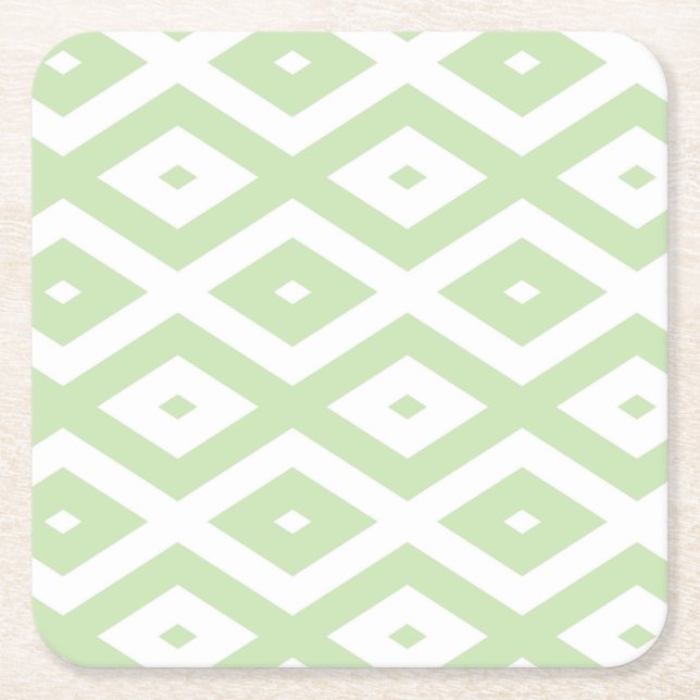 Pale green and white diamond pattern underlägg papper kvadrat (Framsidan)