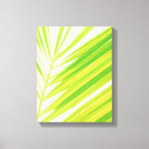 Pale Green Pastel Palm Leaves Canvastryck