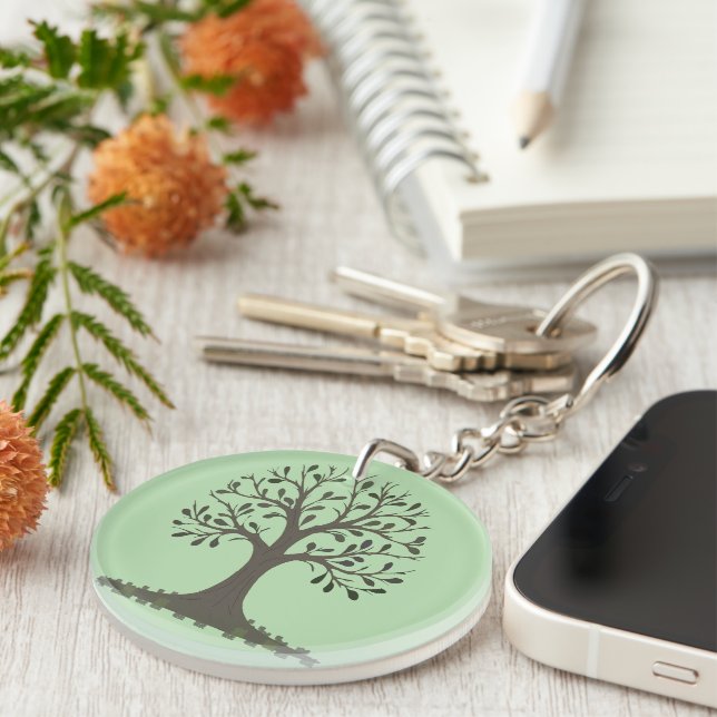 🌳 Pale Green Tree of Life Keychain (Högra Framsidan)