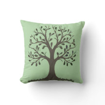 🌳 Pale Green Tree of Life Throw Pillow