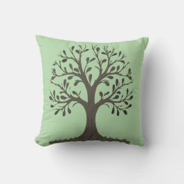 🌳 Pale Green Tree of Life Throw Pillow Kudde
