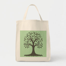 🌳 Pale Green Tree of Life Tote Bag - Book Bag 🛍️ Tygkasse