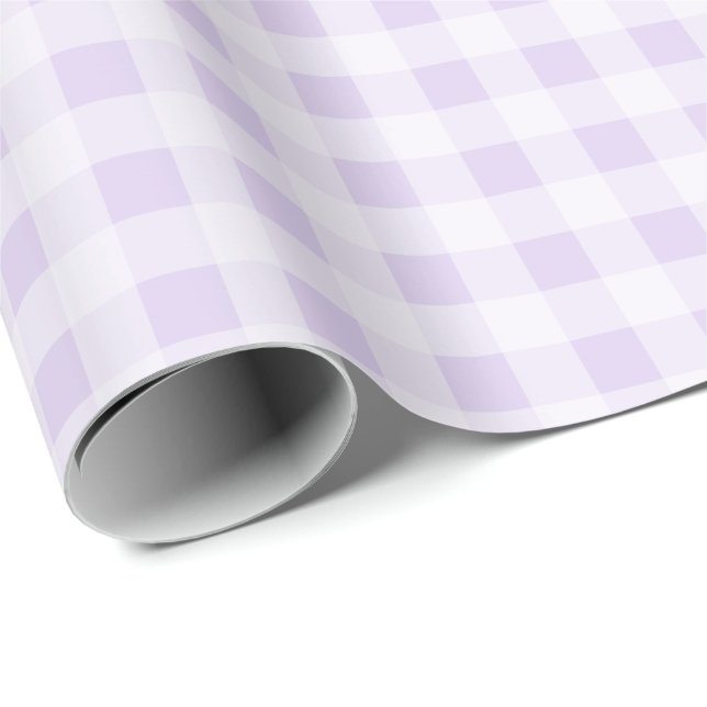 Pale Lavender Gingham Wrapping Paper Presentpapper (Rullad Hörn)