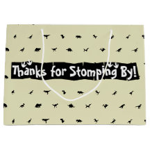 Pale Mint Green Dinosaur Favor Bags: Black Dino Pr
