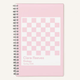 Pale Pink and White Checkerboard Notebook