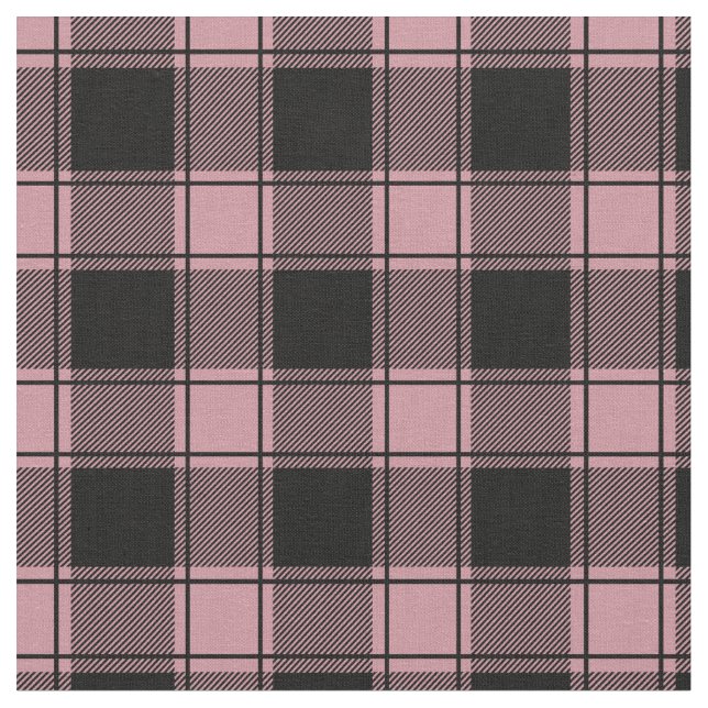 Pale Pink & Black Buffalo Plaid Tyg (Närbild)