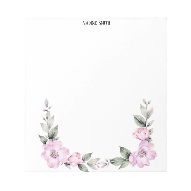 Pale Pink Floral Bottom Border Anteckningsblock (Framsida)