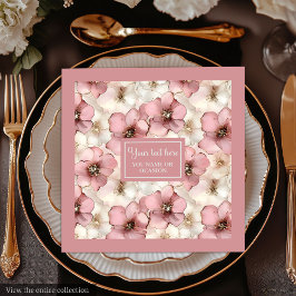 Pale Pink Floral Napkin Chic Monogram Custom Name Pappersservett
