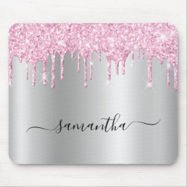 Pale Pink Glitter Drips Silver Shimmer Musmatta