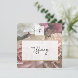 Pale Pink Rose Place Setting Card Anteckningskort