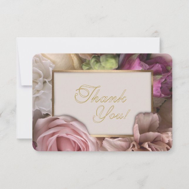 Pale Pink Rose Thank You Card Tack Kort (Framsida)