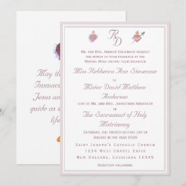 Pale PinkTwo Hearts Catholic Wedding Invitation Inbjudningar