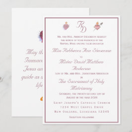 Pale PinkTwo Hearts Catholic Wedding Invitation Inbjudningar