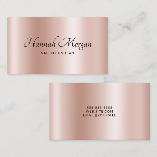 Pale Rose Gold Elegant Ombre Visitkort (Fram/baksida)