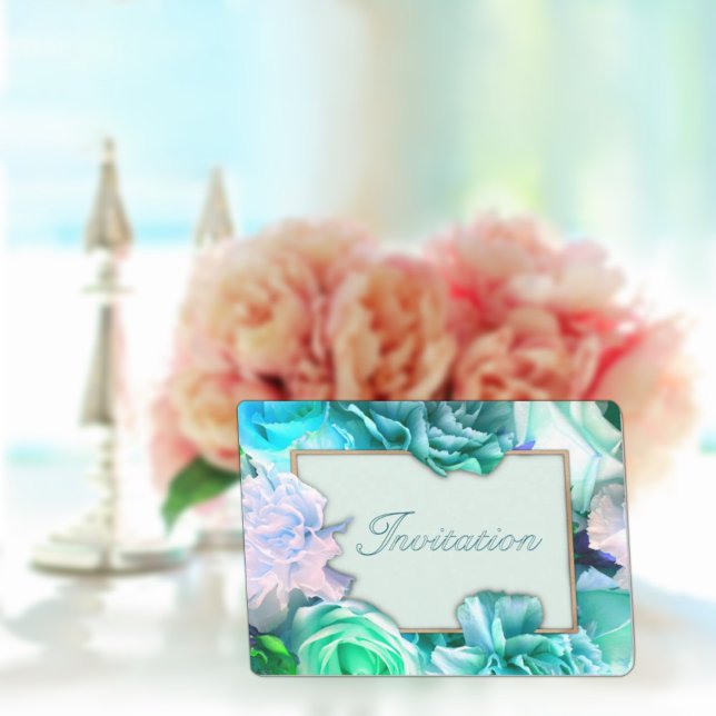 Pale Teal Rose Birthday Party Invitation Inbjudningar (Skapare uppladdad)