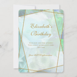 Pale Teal Rose Garden Birthday Invitation Card Tack Kort