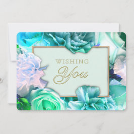 Pale Teal Rose Secret Gardens Birthday Card Inbjudningar