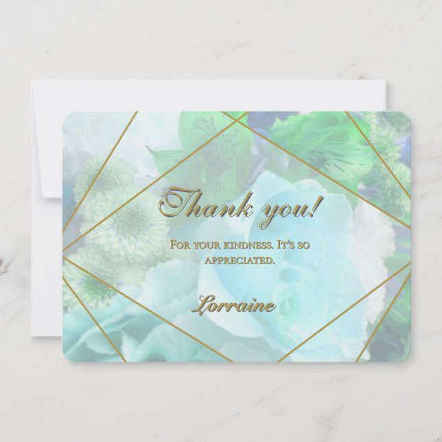 Pale Teal Rose Thank You Card Tack Kort (Framsida)