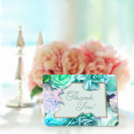 Pale Teal Rose Thank You Card Tack Kort