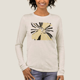 Pale Yellow Black Swirling Abstract Floral Pop Art T Shirt