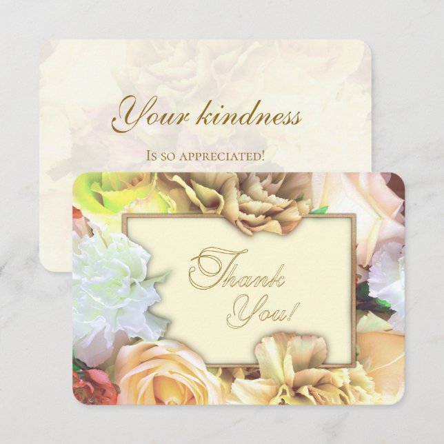 Pale Yellow Rose Thank You Card Tack Kort (Fram/baksida)