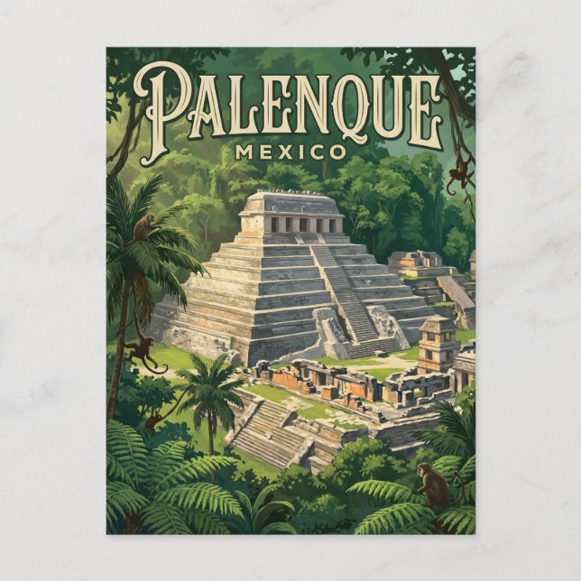 Palenque arkeologiska zon Mexiko Vykort (Framsida)