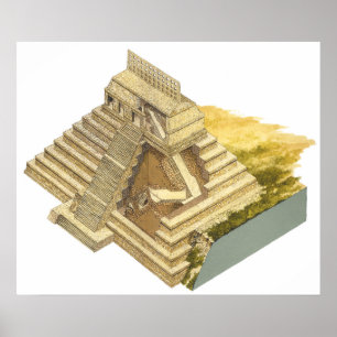Palenque Mexico. Tempel av inskrifterna Poster
