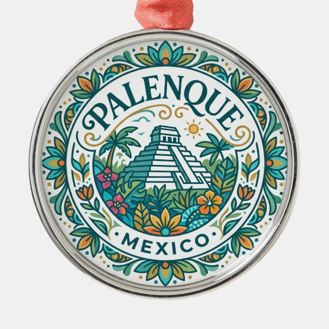 Palenque Mexiko Julgransprydnad Metall (Framsidan)