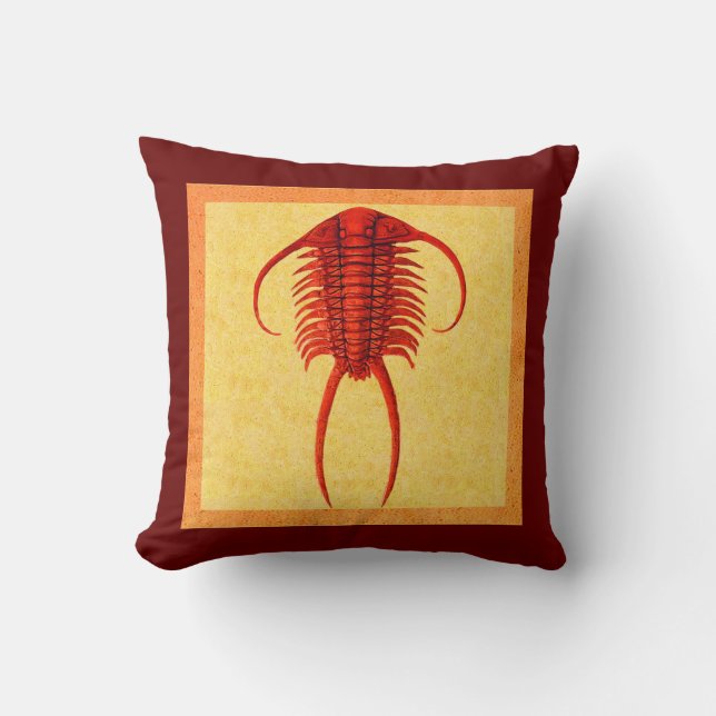 "Paleo-chic" Red Paraceraurus Fossil Trilobite Kudde (Framsida)