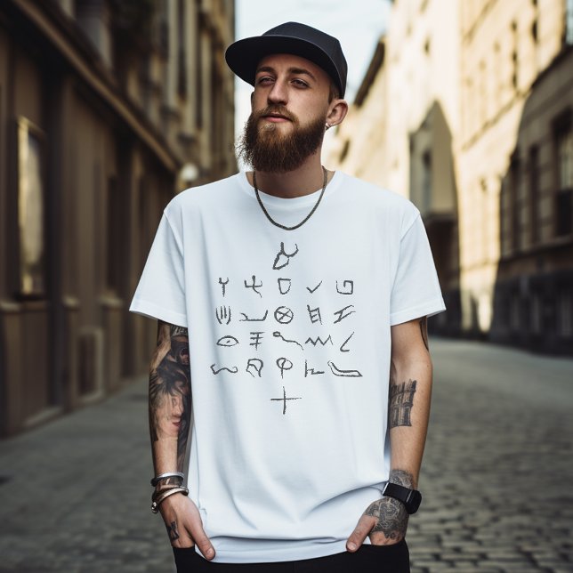 Paleo Hebrew Alphabet Typography Hand plockade T Shirt (Paleo Hebrew Alphabet Typography Hand Drawn T-Shirt)