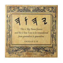 Paleo Hebrew Namn of God på parlamentets bakgrund Kakelplatta