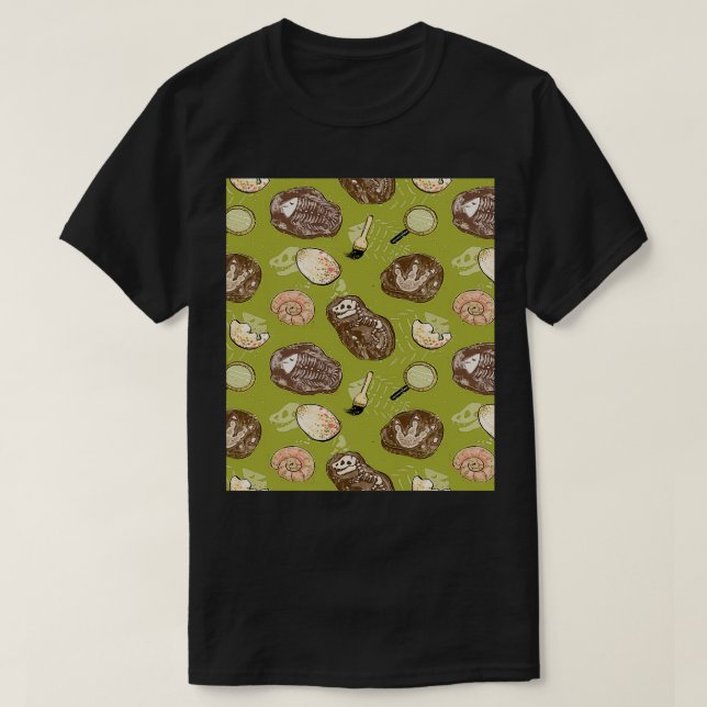 Paleontolog Dinosaur Mönster T Shirt (Design framsida)