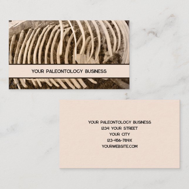 Paleontologi Ben Val Skelett Visitkort (Fram/baksida)