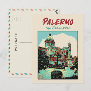 Palermo, Domkyrkan illustration Sicilien Italien P Vykort