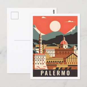 Palermo Italien Berömd Travel Ställe Vykort