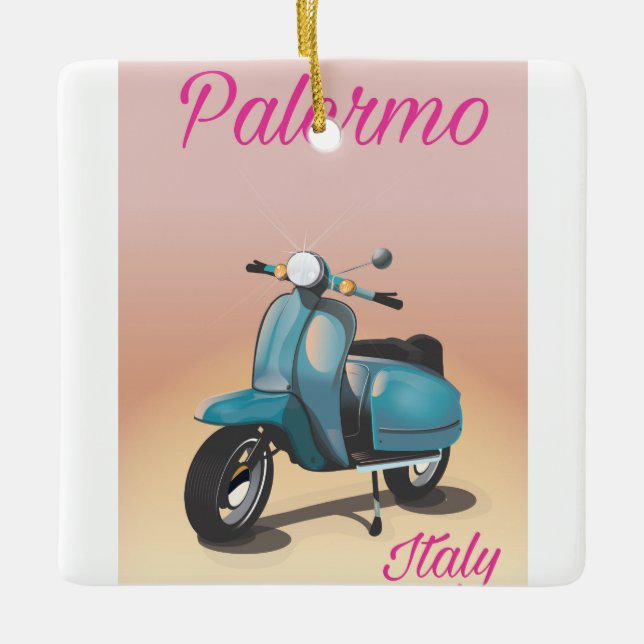 Palermo Italien Scooter affisch Julgransprydnad Keramik (Framsida)