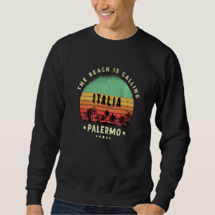 Palermo Italien Sicily City Handflatan Träd Lång Ärmad Tröja