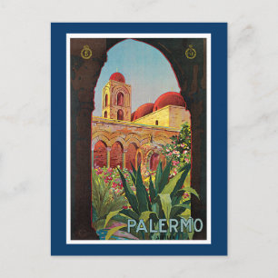 Palermo, Italien Vintage resor Annons Vykort