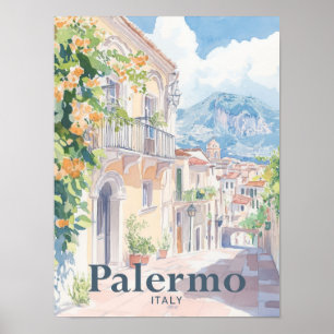 Palermo Italien Watercolor Painting Travel Poster