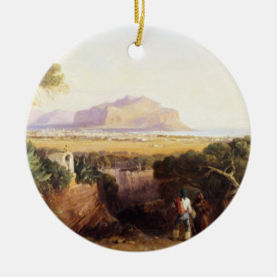 Palermo Sicily, 1847 (olja på kanfas) Julgransprydnad Keramik