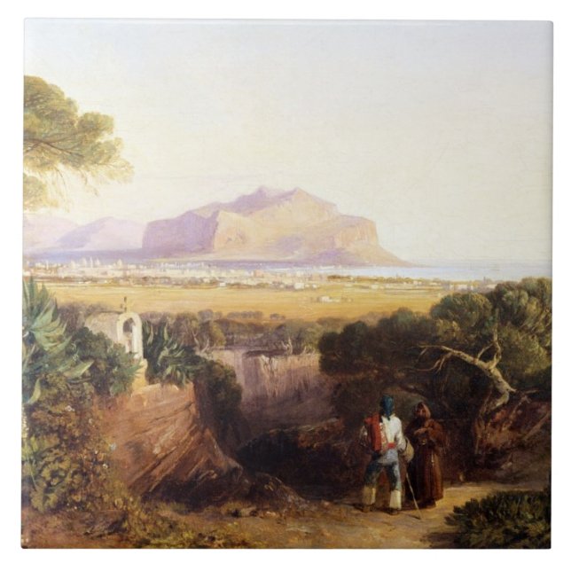 Palermo Sicily, 1847 (olja på kanfas) Kakelplatta (Framsidan)