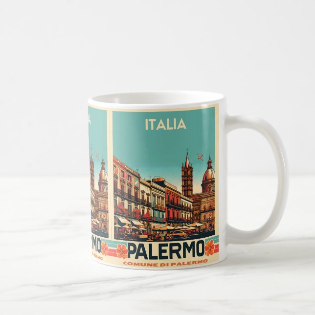 Palermo sicily italian vintage souvenir-gåvor kaffemugg (Höger)