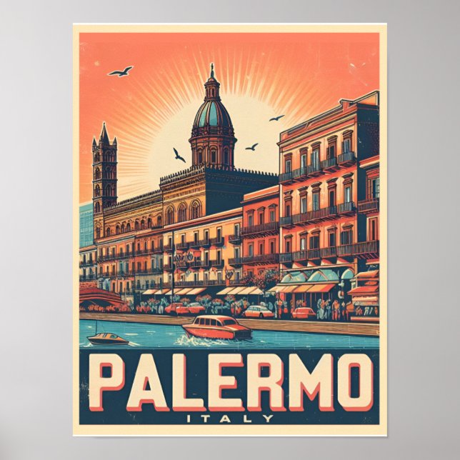 Palermo sicily italian vintage souvenir-gåvor poster (Framsidan)