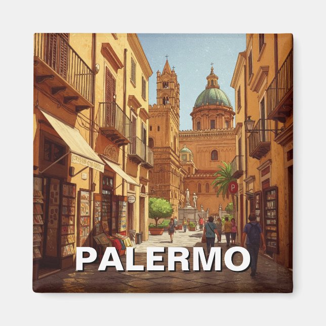 Palermo Sicily Italien Travel Magnet (Framsidan)
